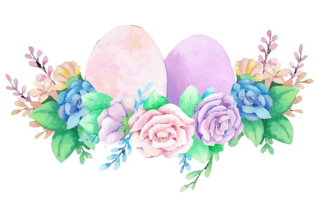 Hand drawn watercolor happy easter for design Vector illustration