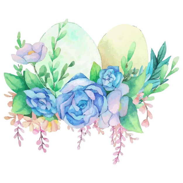 Hand drawn watercolor happy easter for design Vector illustration