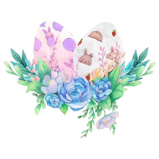 Hand drawn watercolor happy easter for design Vector illustration