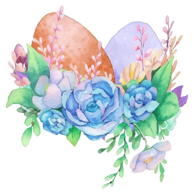 Hand drawn watercolor happy easter for design vector illustration