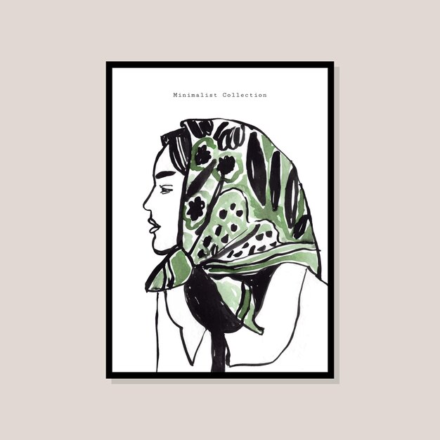 Hand drawn watercolor illustration of woman silhouette in fashion for your poster collection