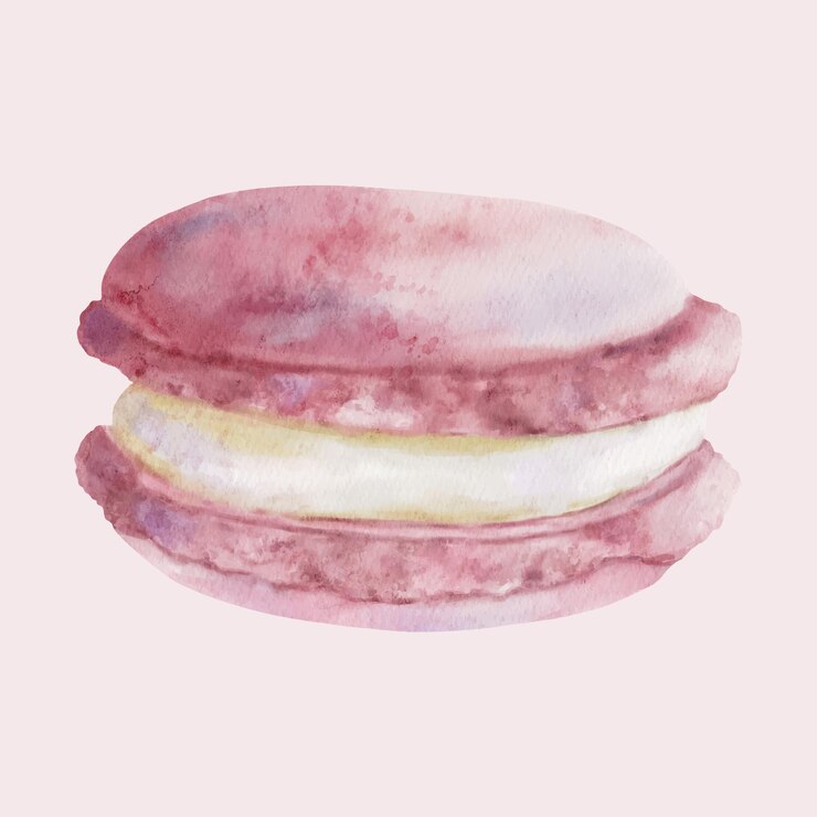 Vector hand drawn watercolor macaron