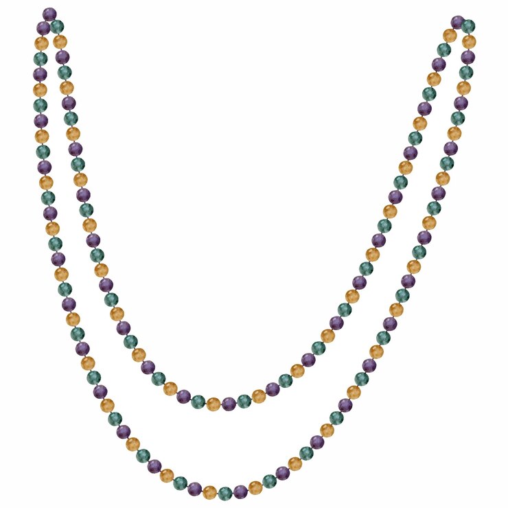 वेक्टर hand drawn watercolor mardi gras carnival symbols string of beads necklace jewelry throws in traditional color single object isolated on white background design for party invitation print shop