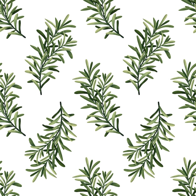 Hand-drawn watercolor seamless tropical branch pattern