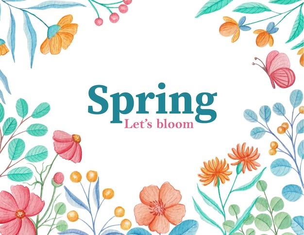 Vector hand drawn watercolor spring background