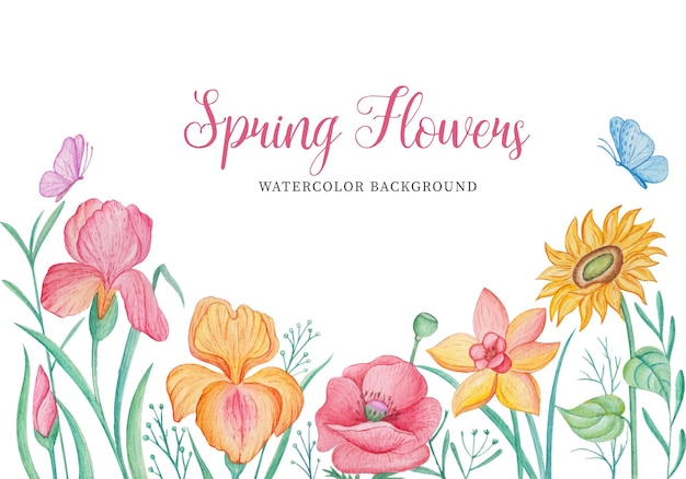 Vector hand drawn watercolor spring background