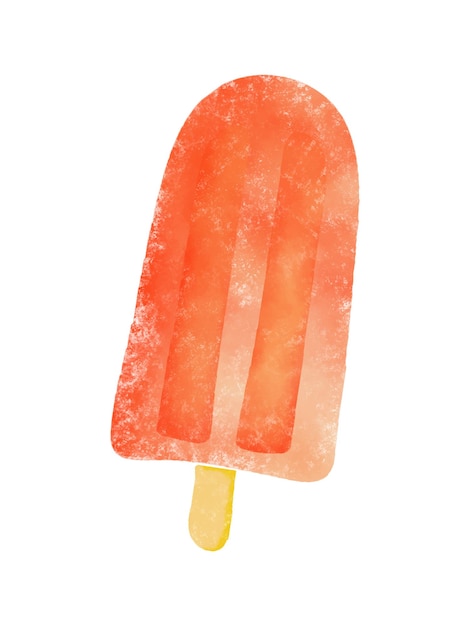 Hand drawn watercolor strawberry orange popsicle