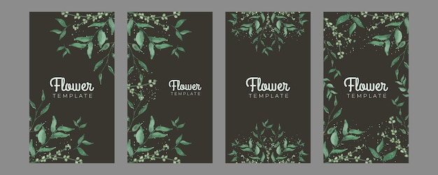 手描き水彩夏花招待状。美しい柔らかい花と葉のグリーティング カード ソーシャル メディア投稿テンプレート
