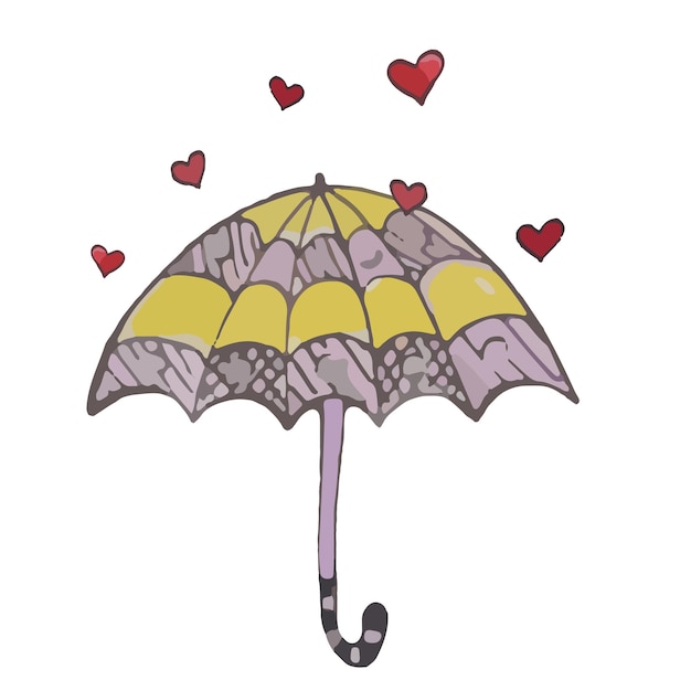 Ручной обращается акварель зонтик с сердечками