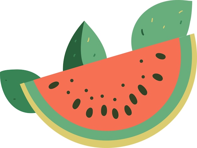 Hand Drawn watermelon cut in half in flat style isolated on background