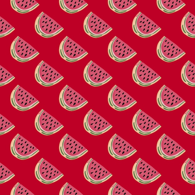 Hand drawn watermelon slices seamless pattern Cute watermelons endless wallpaper Funny fruit backdrop