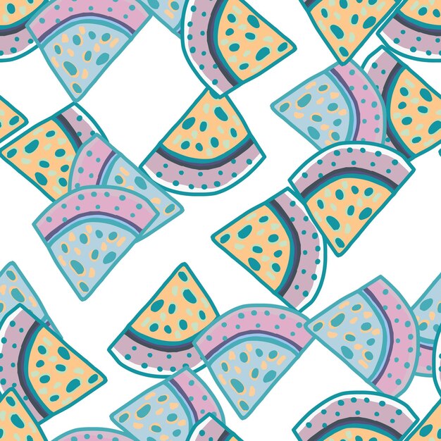 Vector hand drawn watermelon slices seamless pattern funny fruit backdrop