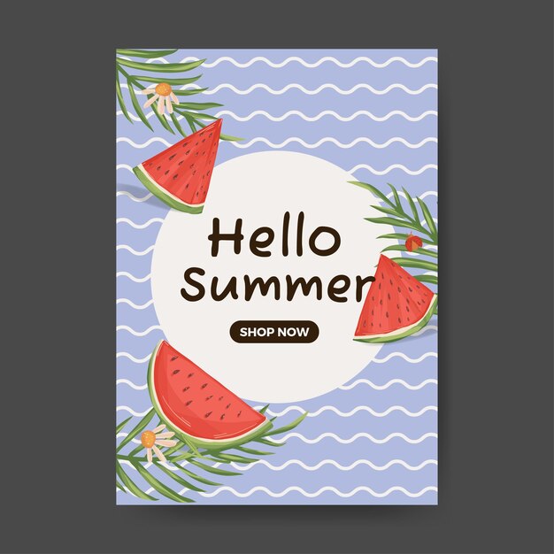 Vector hand drawn watermelon summer illustration