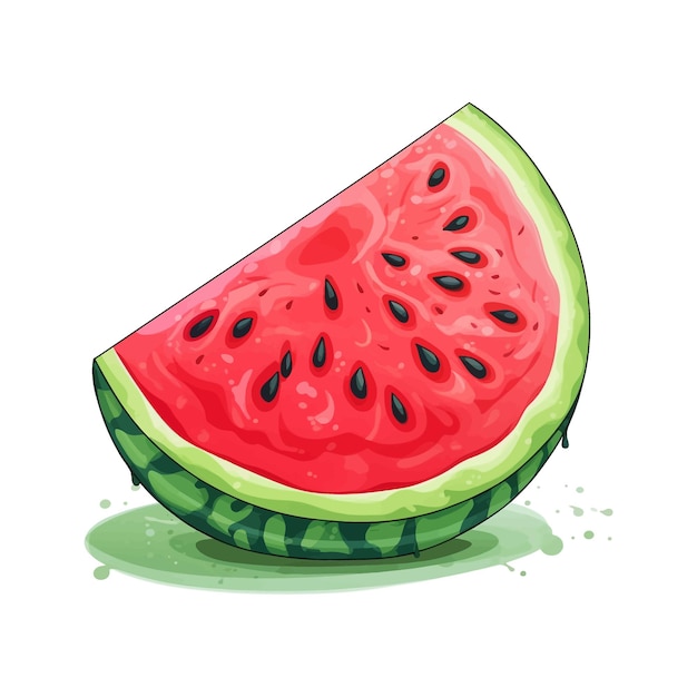 Hand drawn watermelon vector cartoon isolated white background