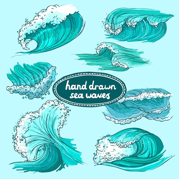 Hand drawn waves collection