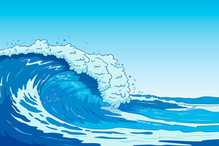 Vector hand drawn waves illustration