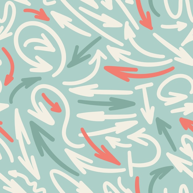 Vector hand drawn wavy arrow marks seamless pattern vector hand drawn repeatable backdrop subtle colors