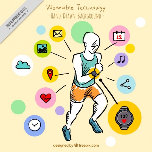 Hand drawn wearable technology background