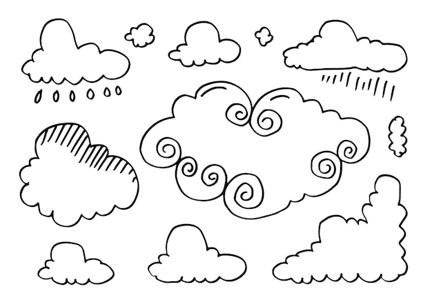 Hand drawn weather collection Flat style vector illustration on white background