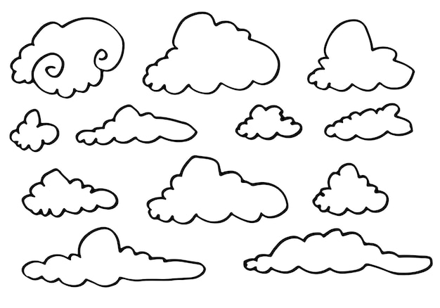 Hand drawn weather collection Flat style vector illustration on white background