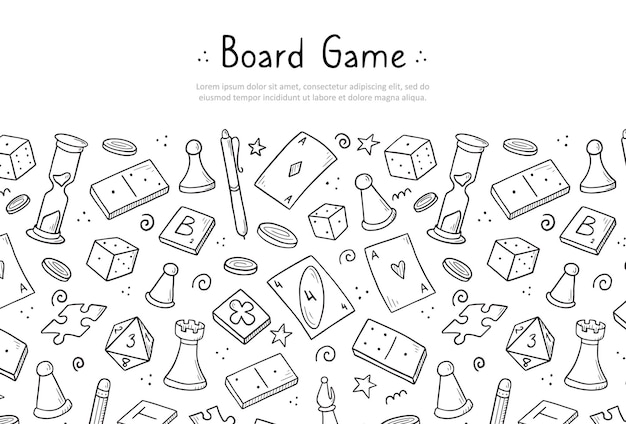 Board games set hand draw doodle elements Vector Image