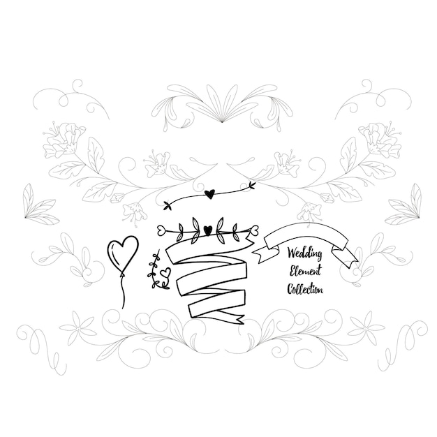 Vector hand drawn wedding album ornaments
