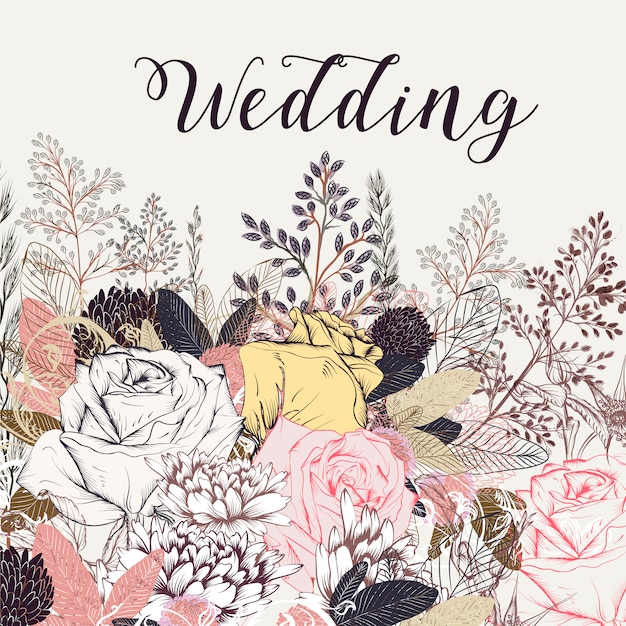 Vector hand drawn wedding background