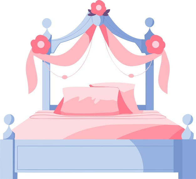 Hand Drawn wedding bed in a wedding concept in flat style isolated on background