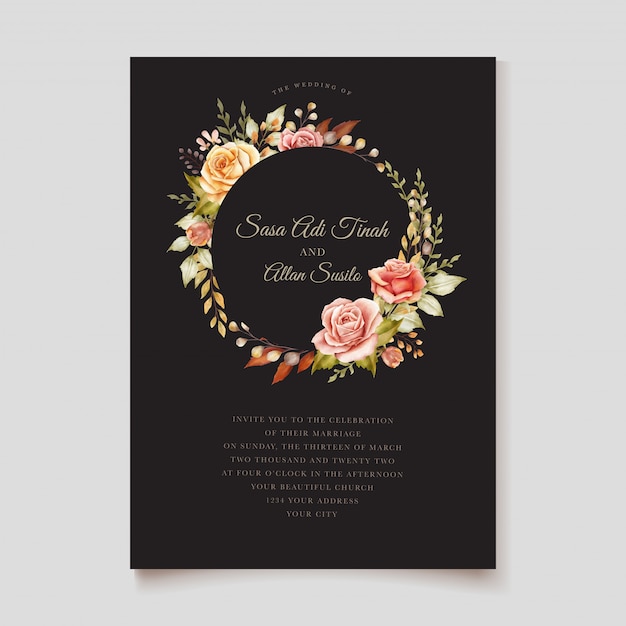 Hand drawn wedding card template