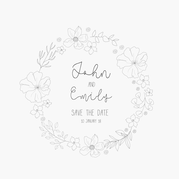 Vector hand drawn wedding card