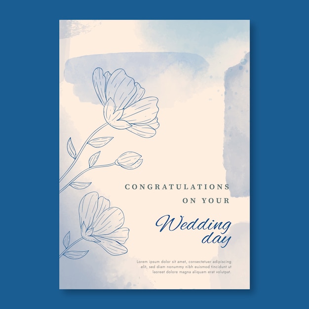 Vector hand drawn wedding congratulations card