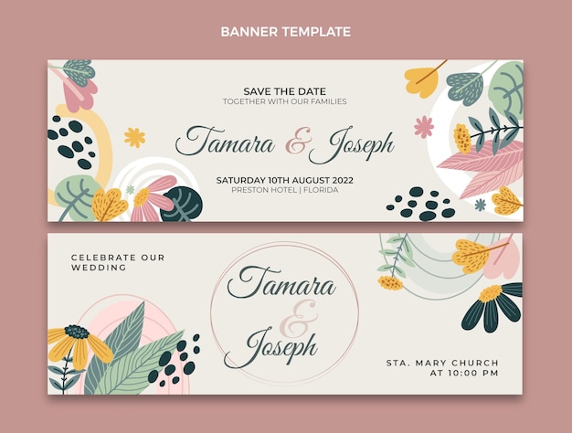 Hand drawn wedding horizontal banners