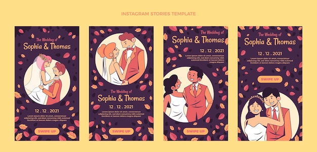 Hand drawn wedding instagram posts