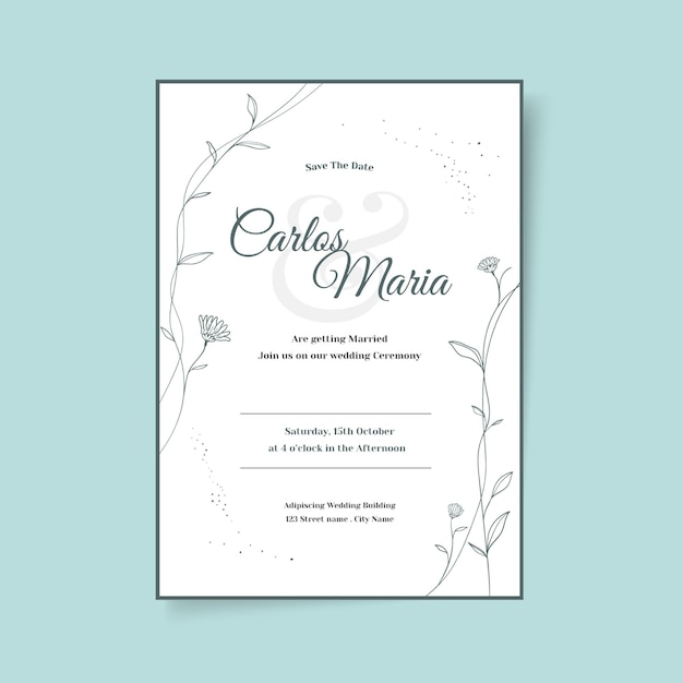 Hand drawn wedding invitation template