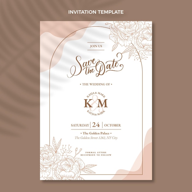 Vector hand drawn wedding invitation