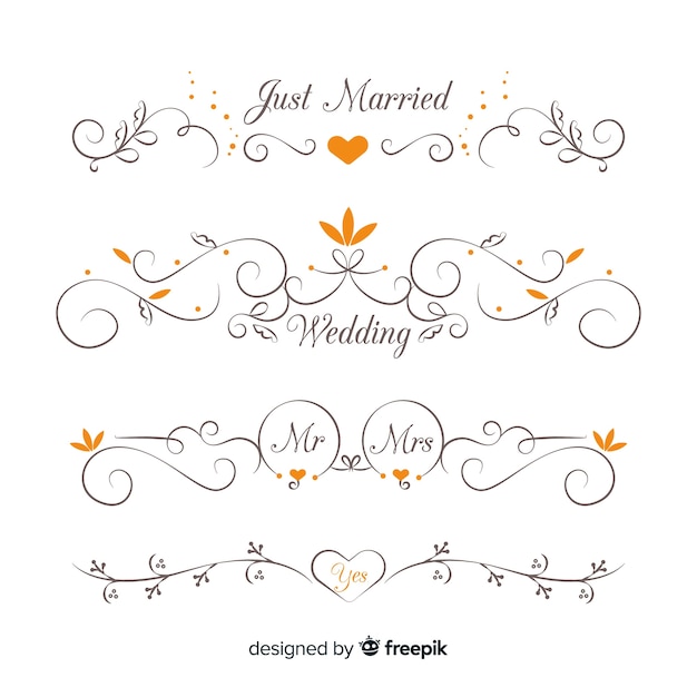 Vector hand drawn wedding ornament collection