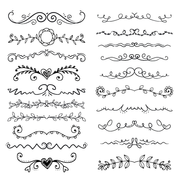 hand drawn wedding ornaments collection vector design illustration