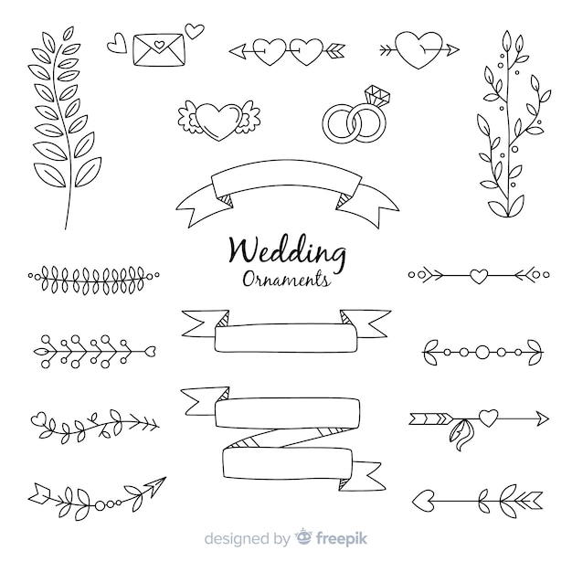 Hand drawn wedding ornaments collection