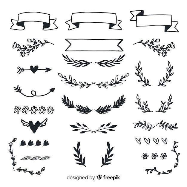 Hand drawn wedding ornaments collection