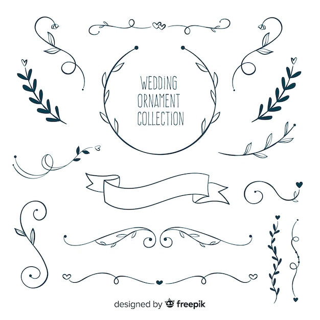 Hand drawn wedding ornaments collection