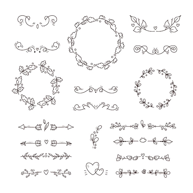 Hand drawn wedding ornaments collection