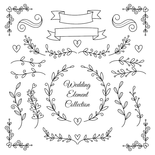 Vettore ornamenti da sposa disegnati a mano decorativi