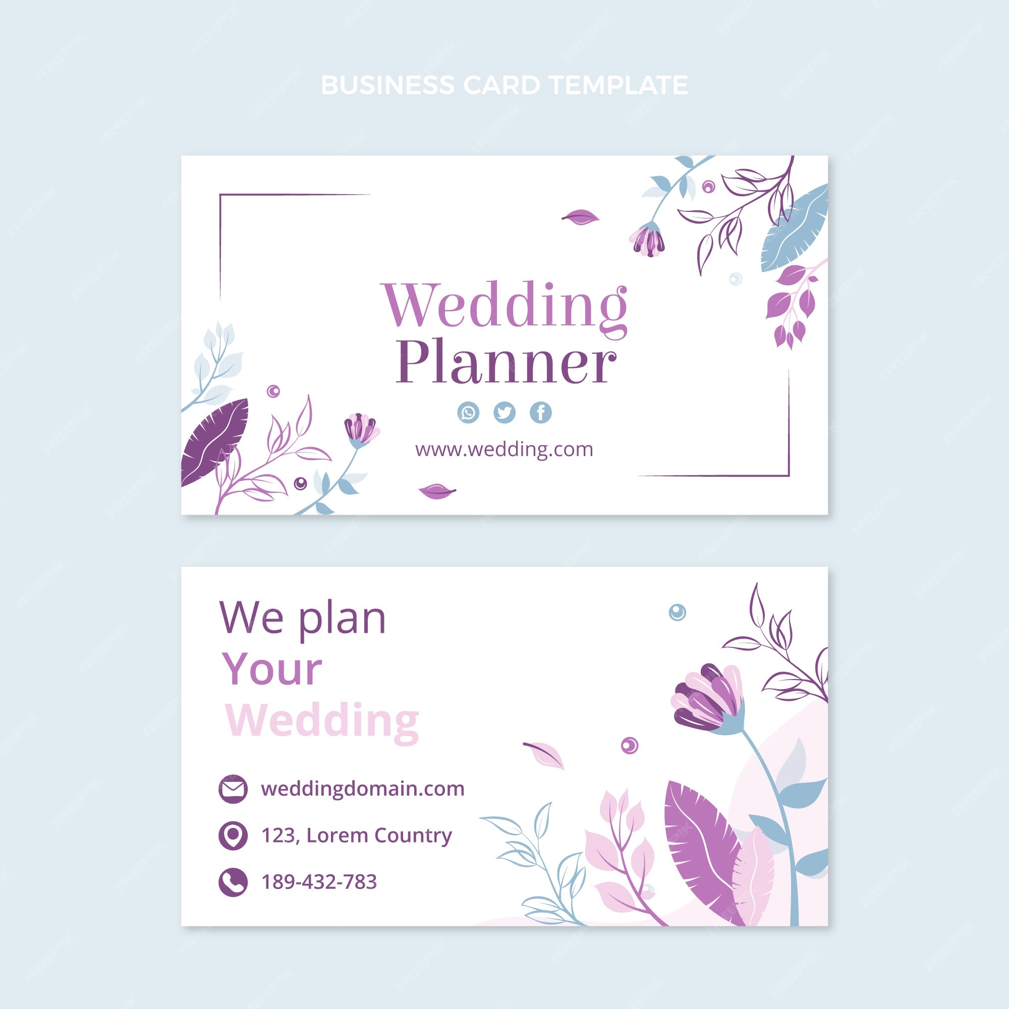 wedding planner visiting card sample