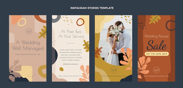 Hand drawn wedding planner instagram story collection