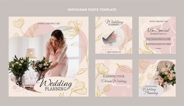 Vettore modello di wedding planner disegnato a mano