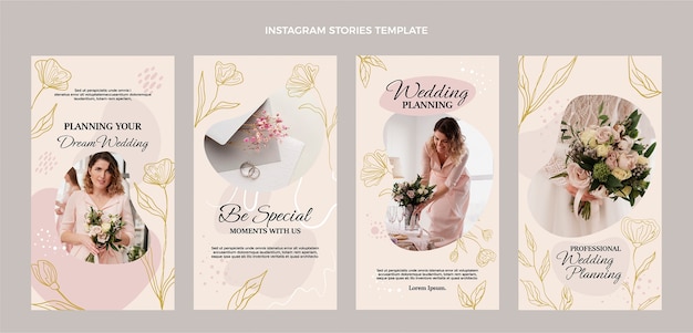 Modello di wedding planner disegnato a mano