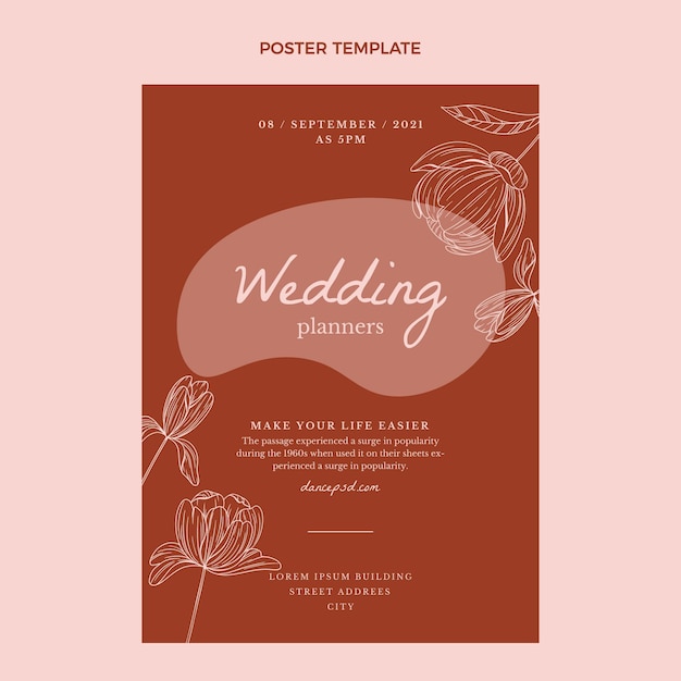 Hand drawn wedding poster template