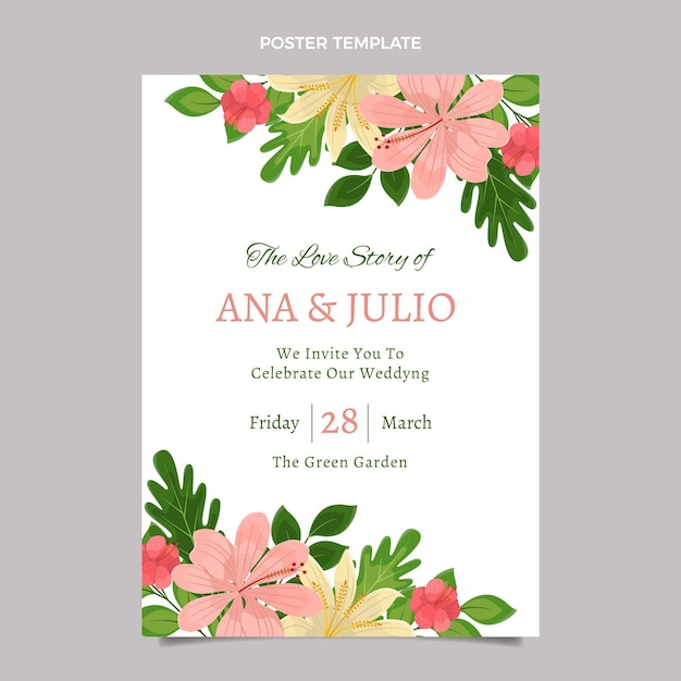 Hand drawn wedding poster template