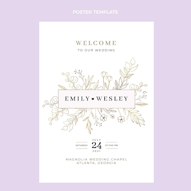 Vector hand drawn wedding poster