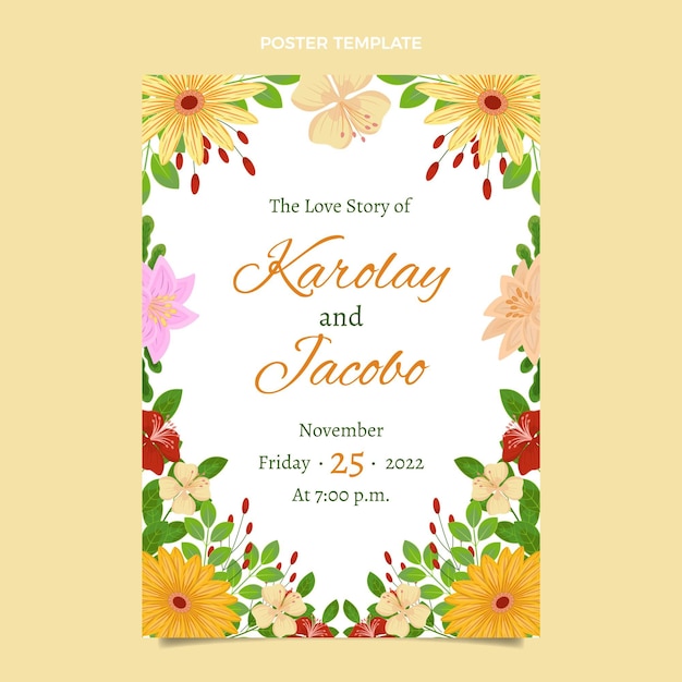 Vector hand drawn wedding poster